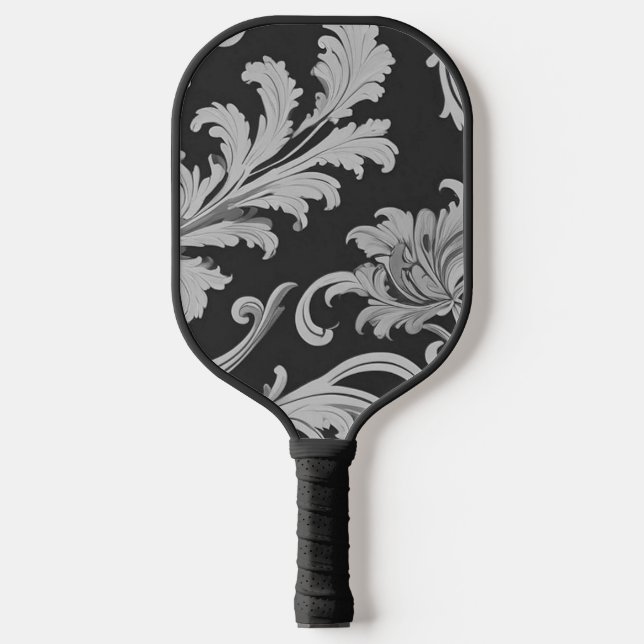 Monochrome Fleur Antique Pattern  Pickleball Paddle (Front)