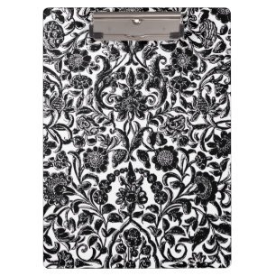 "Monochrome Floral" Artistic Hardcover Spiral Clipboard