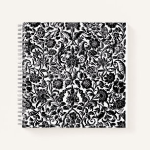 "Monochrome Floral" Artistic Hardcover Spiral Notebook
