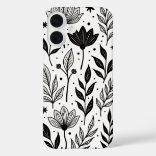 "Monochrome Floral Elegance: A Vintage-Inspired iPhone 16 Case