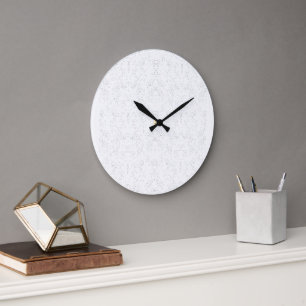 Monochrome Floral Pattern – Elegant Seamless Art Large Clock