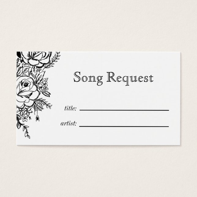 Monochrome floral tattoo Song request card (Front)