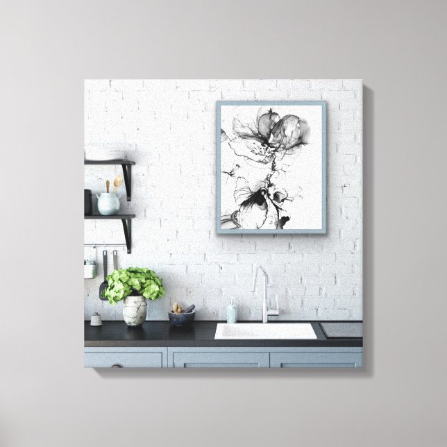 Monochrome flower canvas print (Front)