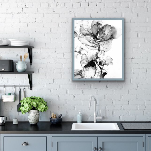 Monochrome flower square paper coaster (Blommans former är eleganta och stiliserade, med mjuka kurvor och detaljer.)