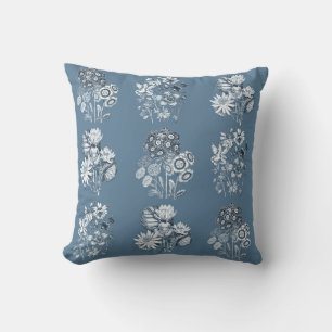 Monochrome flowers in blue cushion