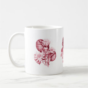 Monochrome flowers in red coffee mug