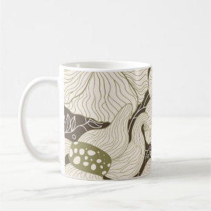 Monochrome flowers outline stylised elegant flower coffee mug