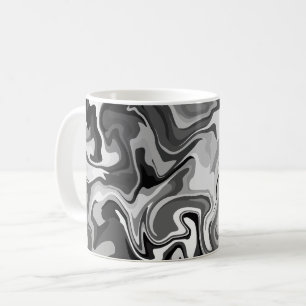 Monochrome Fluid Swirl Design Coffee Mug