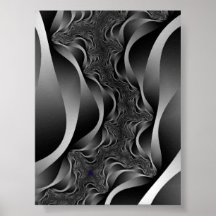 Monochrome Fractal Ribbons in Infinite Depth Poster