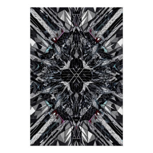 Monochrome Geometric: Abstract Polygonal Nexus D-4 Poster
