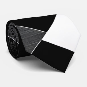 Monochrome Geometric Grid Black White Grey  Tie