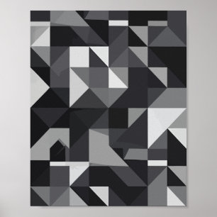 Monochrome Geometric Pattern with Triangular Shape Poster