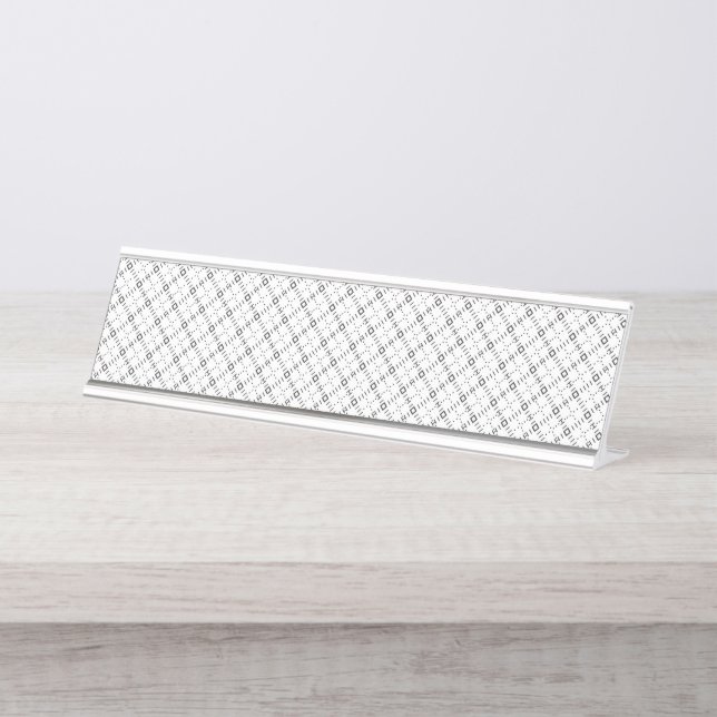 Monochrome Geometric Texture|Seamless Diamond Look Desk Name Plate (Front)