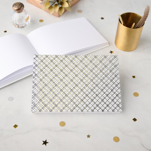 Monochrome Geometric Texture|Seamless Diamond Look Guest Book (Front Open)