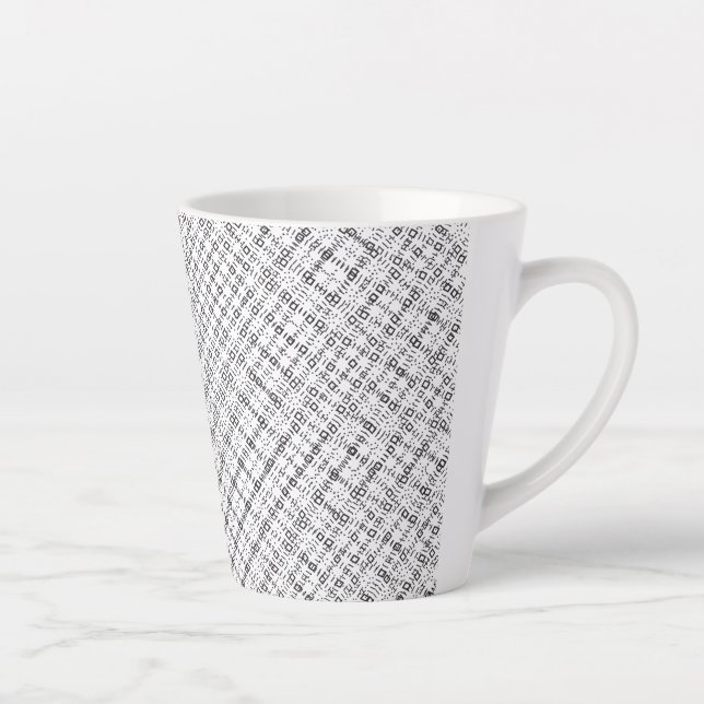 Monochrome Geometric Texture|Seamless Diamond Look Latte Mug (Right)