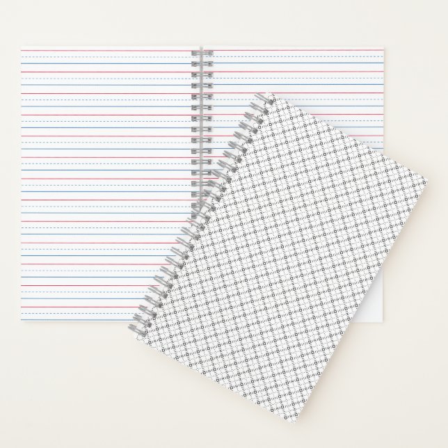 Monochrome Geometric Texture|Seamless Diamond Look Notebook (Inside)