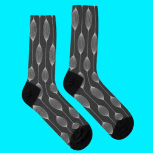 Monochrome Geometry – Abstract Pattern Crew Socks
