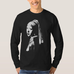 Monochrome Girl With A Pearl Earring Turban Johann T-Shirt