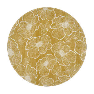Monochrome Gold Floral: Abstract Seamless Cutting Board