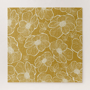 Monochrome Gold Floral: Abstract Seamless Jigsaw Puzzle