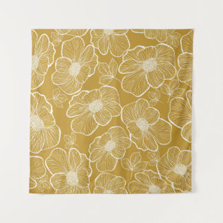 Monochrome Gold Floral: Abstract Seamless Tapestry