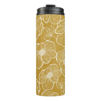 Monochrome Gold Floral: Abstract Seamless Thermal Tumbler