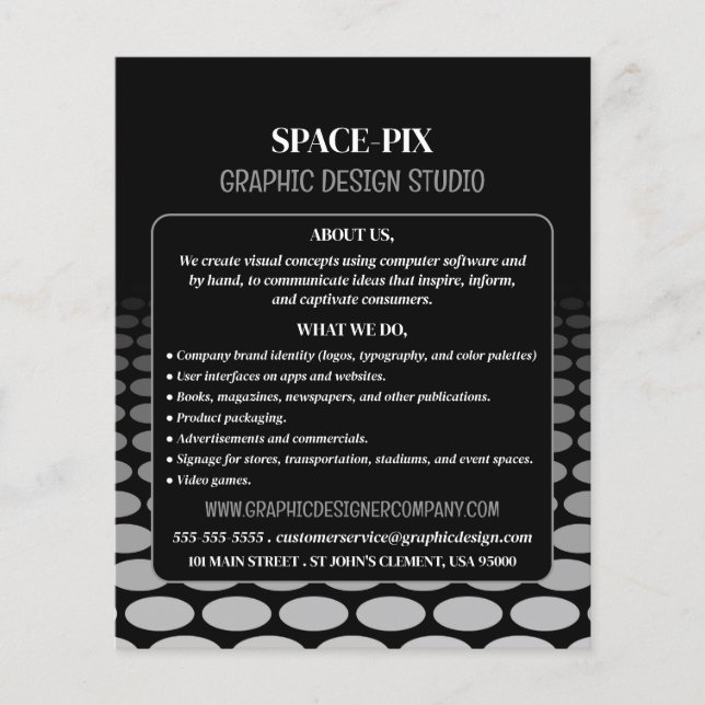 Monochrome Graphic, Graphic Designer Advertising Flyer (Front)