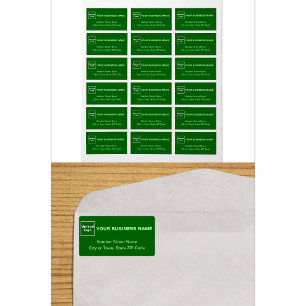Monochrome Green Business Address Labels