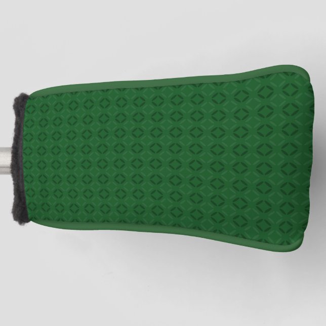 Monochrome green elegant geometric pattern. golf head cover (Front)