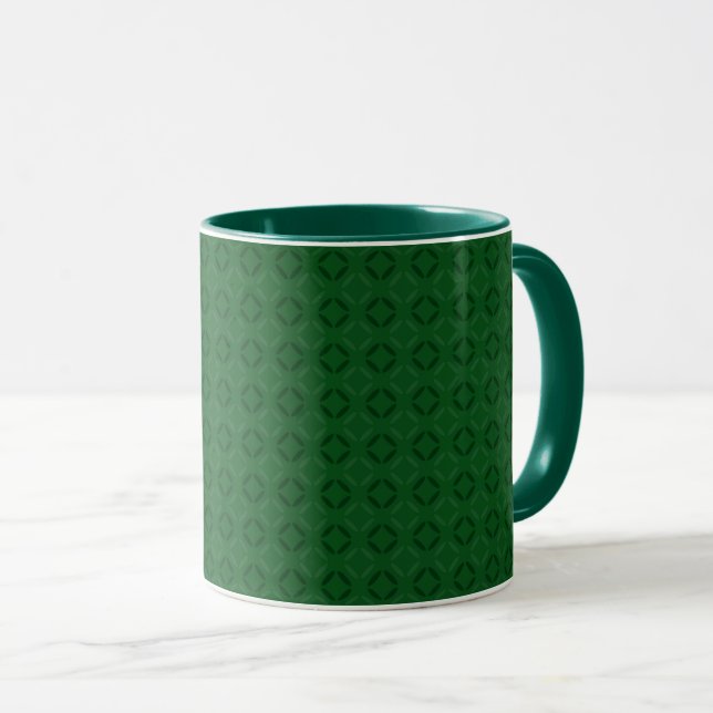 Monochrome green elegant geometric pattern. mug (Front Right)
