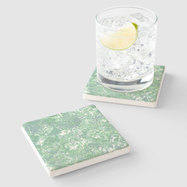 Monochrome Green Marble Stone Coaster (Side)