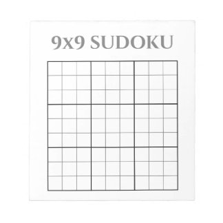 Monochrome Grey and White 9x9 Sudoku Template Notepad