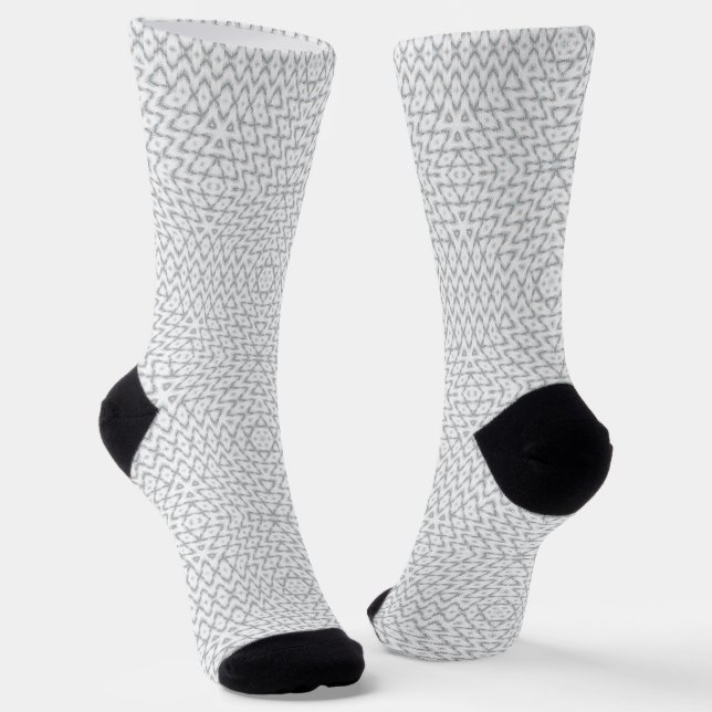 Monochrome grey and white geometric socks (Angled)