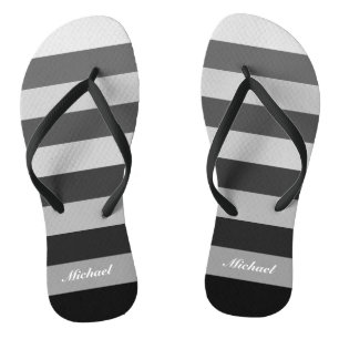 Monochrome Grey Block Stripes Pattern Jandals