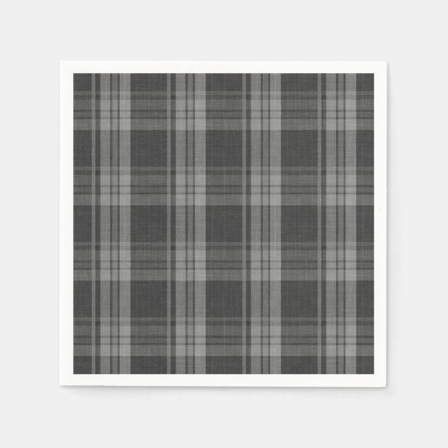 Monochrome grey Chequered Napkin (Front)