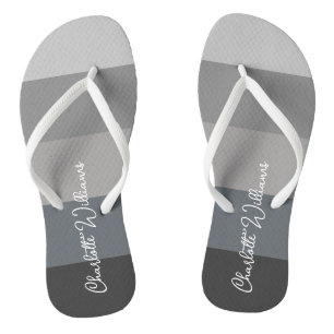 MONOCHROME GREY COLOR STRIPE LINE PATTERN NAME JANDALS