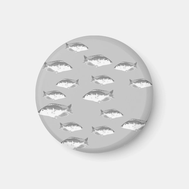 Monochrome grey fish magnet (Front)