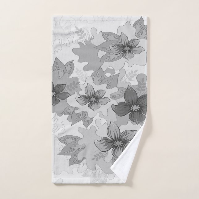 Monochrome Grey Hues Flowers  Hand Towel (Hand Towel)