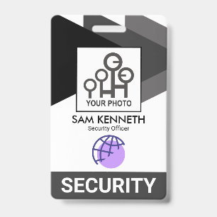 Monochrome Grey Triangles Security Staff Photo ID Badge