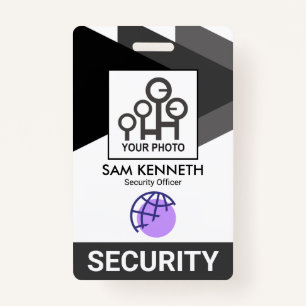 Monochrome Grey Triangles Security Staff Photo ID ID Badge