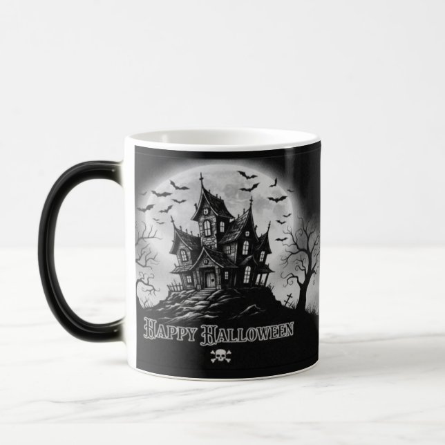 Monochrome Haunted House Mug  (Left)