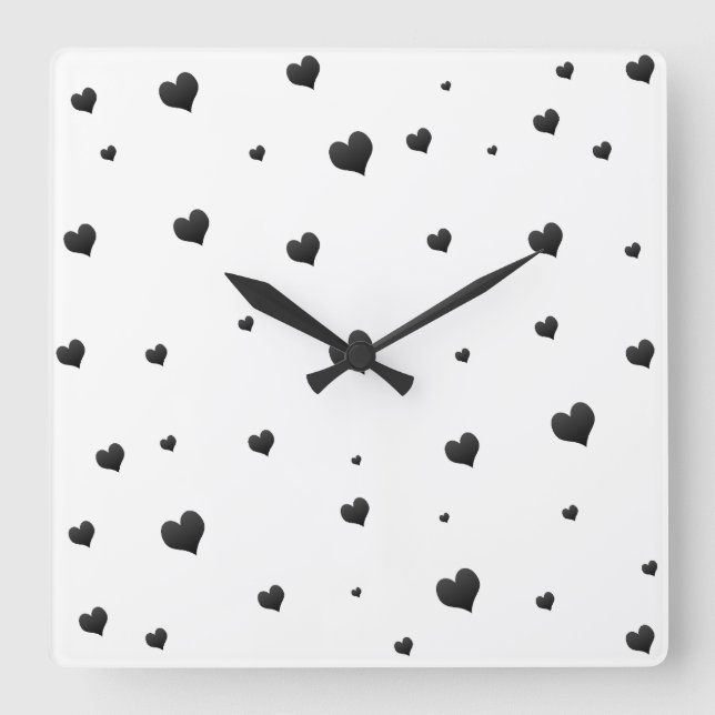 Monochrome Hearts Minimalist Love  Square Wall Clock (Front)
