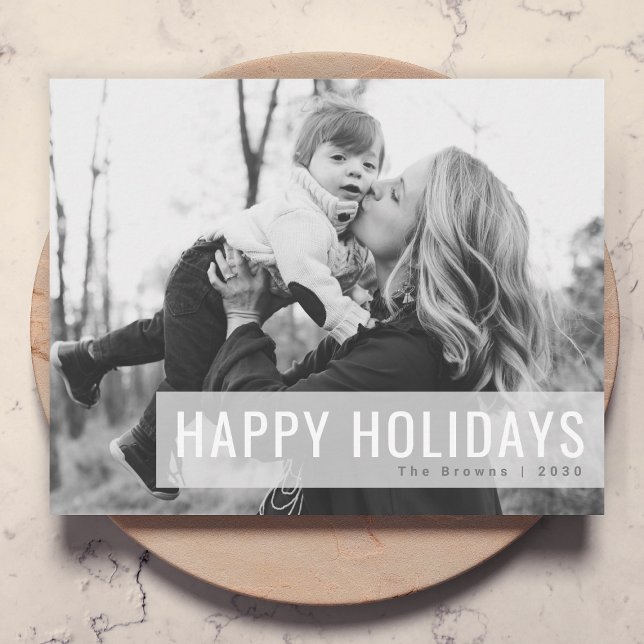 Monochrome Holidays | Black and White Photo Xmas Holiday Card (Creator Uploaded)