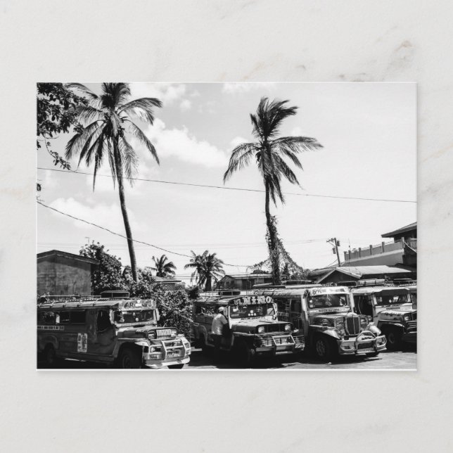Monochrome Jeepneys Postcard (Front)