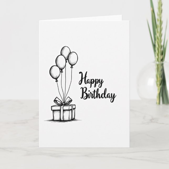 Monochrome Joyful Birthday Card (Front)