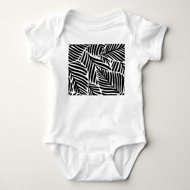 Monochrome Jungle Geometric Seamless Pattern Baby Bodysuit (Front)
