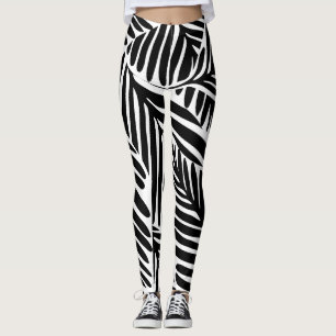 Monochrome Jungle Geometric Seamless Pattern Leggings