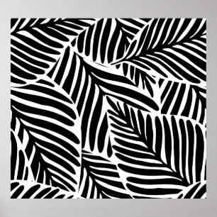 Monochrome Jungle Geometric Seamless Pattern Poster