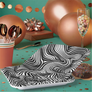 Monochrome Kaleidoscope Paper Plate