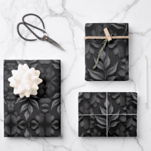Monochrome Leaf Elegance Wrapping Paper